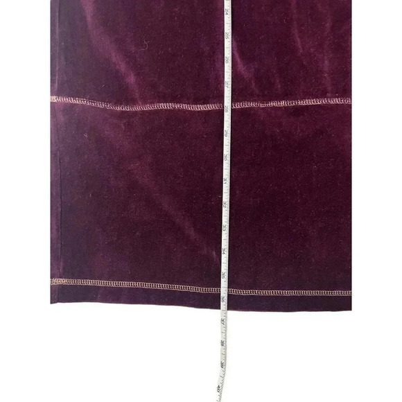 VTG Velour Maxi Skirt Womens Medium Merlot Sporty Spice Varsity Drawstring Y2K - Picture 9 of 11